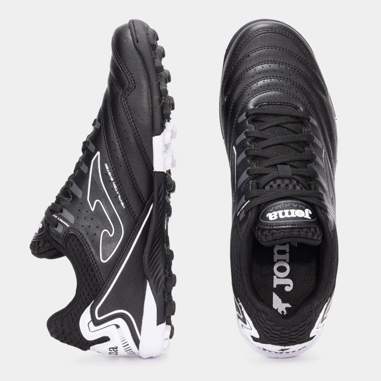Black Joma Maxima 2501 turf soccer footwear for artificial grass