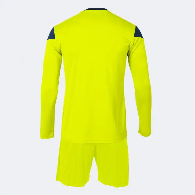 Yellow Back view of Joma Phoenix goalie uniform in breathable fabric