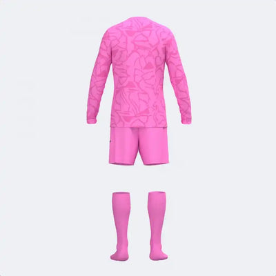 Pink Back view of Joma Zamora IX goalie jersey and shorts set