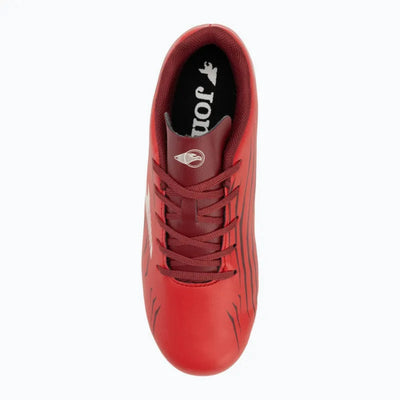 Red sports shoe upper view